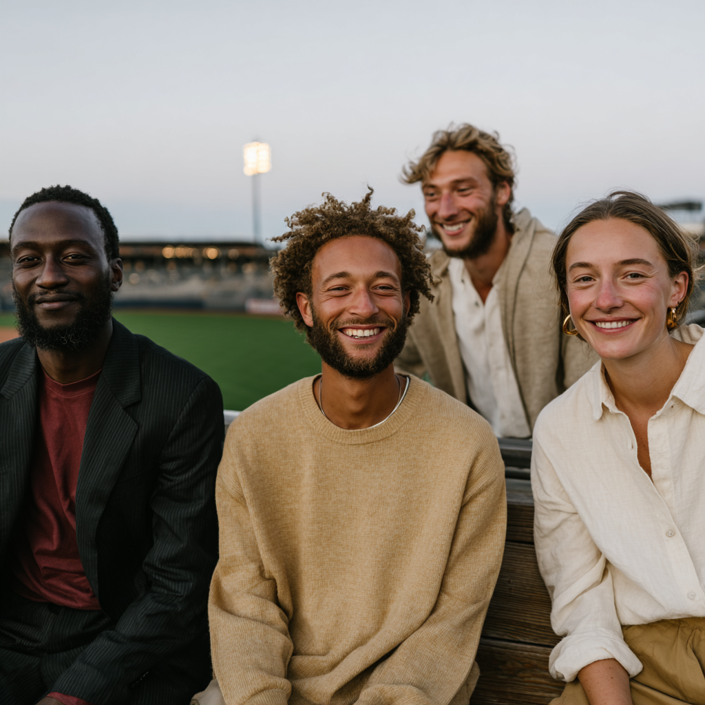 A group of happy professionals working together in an office
